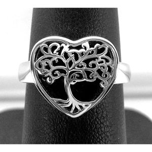 925 STERLING SILVER Tree Of Life Heart Ring-Sizes 3-12